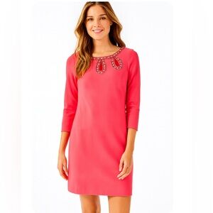 Lilly Pulitzer Dress Pink Beaded Neckline